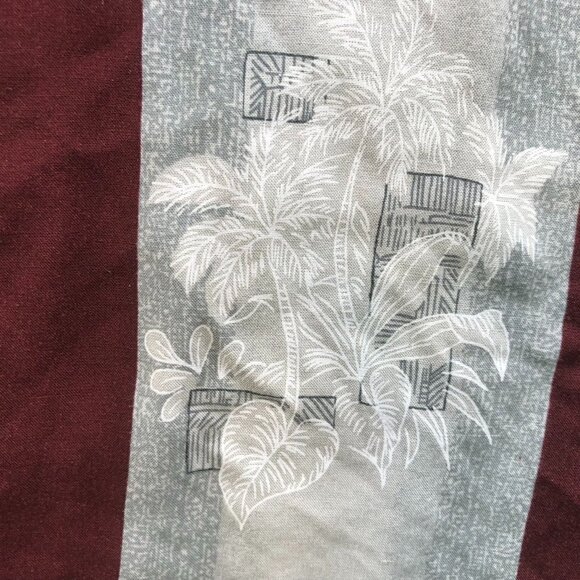Island Shores Mens Hawaiian Shirt Sz 3XL Palm Print Burgundy Short Sleeve Casual - Picture 6 of 12